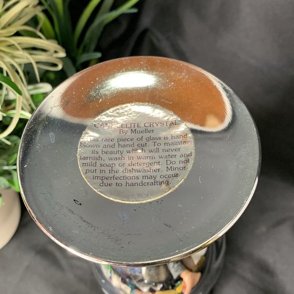 Vintage CANDLELITE CRYSTAL silver hand cut glass vase By Mueller - Picture 8 of 9